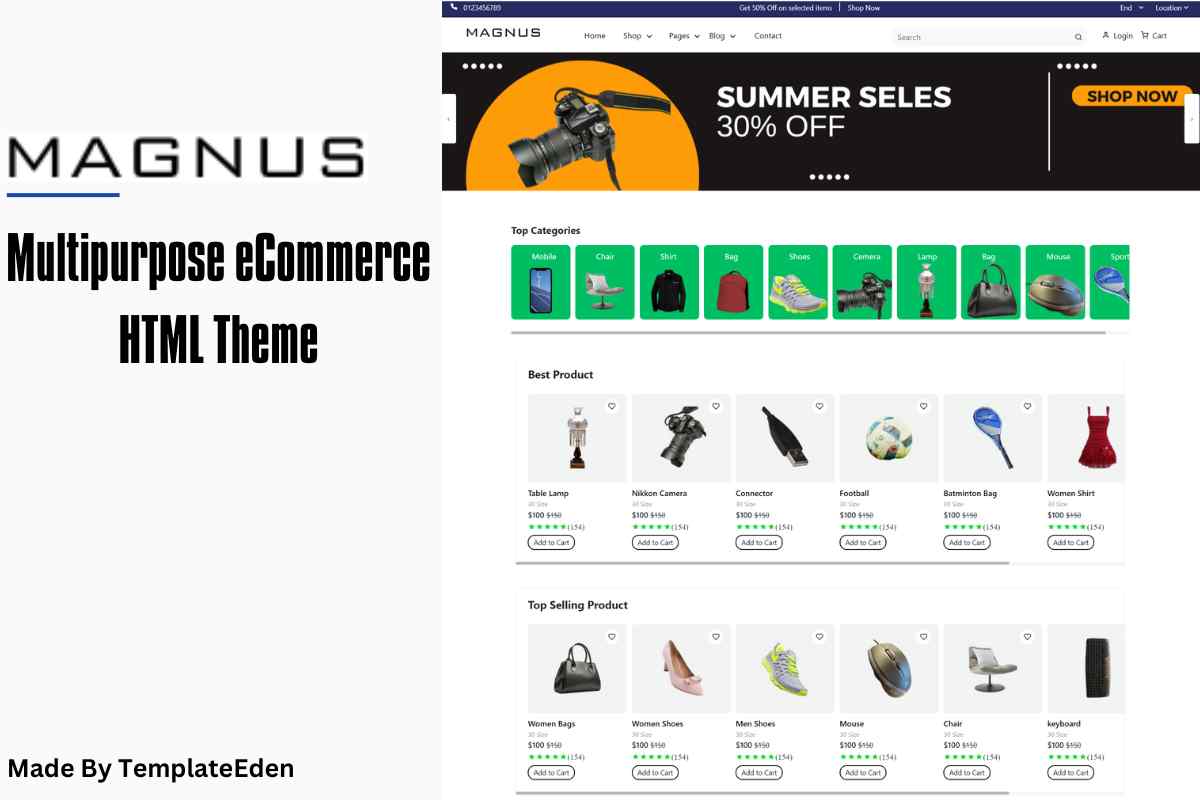 Magnus – Free Bootstrap 4 Multipurpose eCommerce Website Template