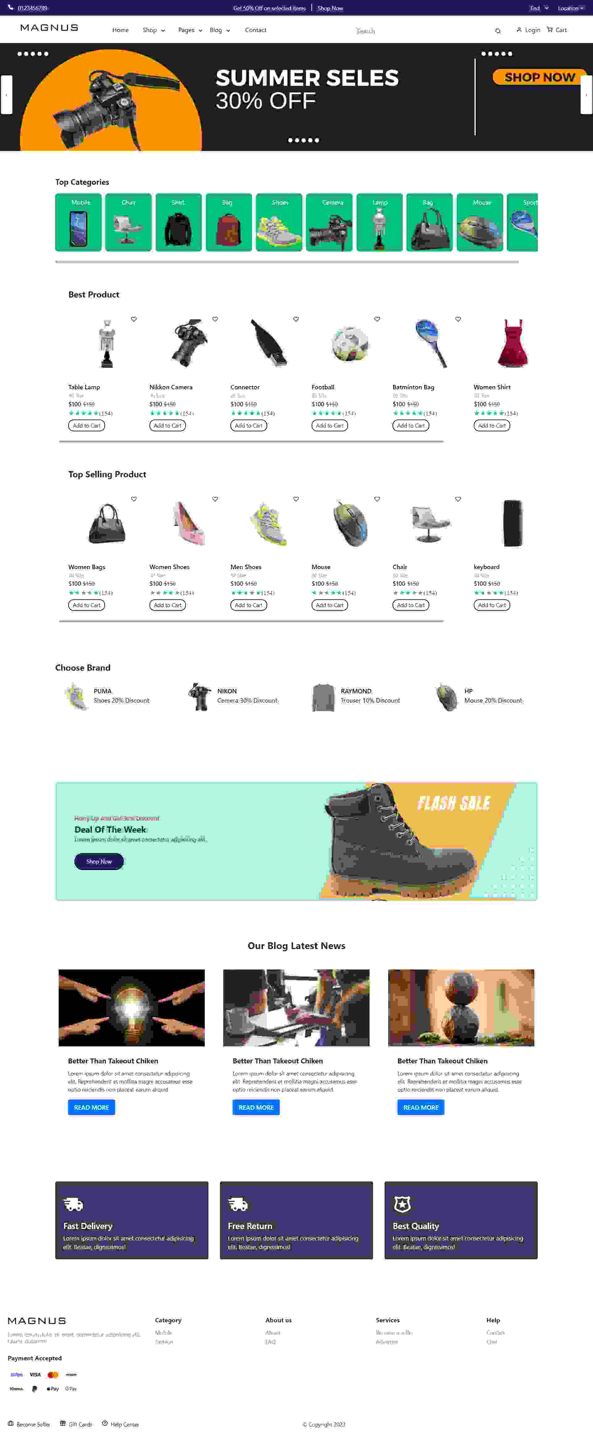 Magnus – Free Bootstrap 4 Multipurpose eCommerce Website Template