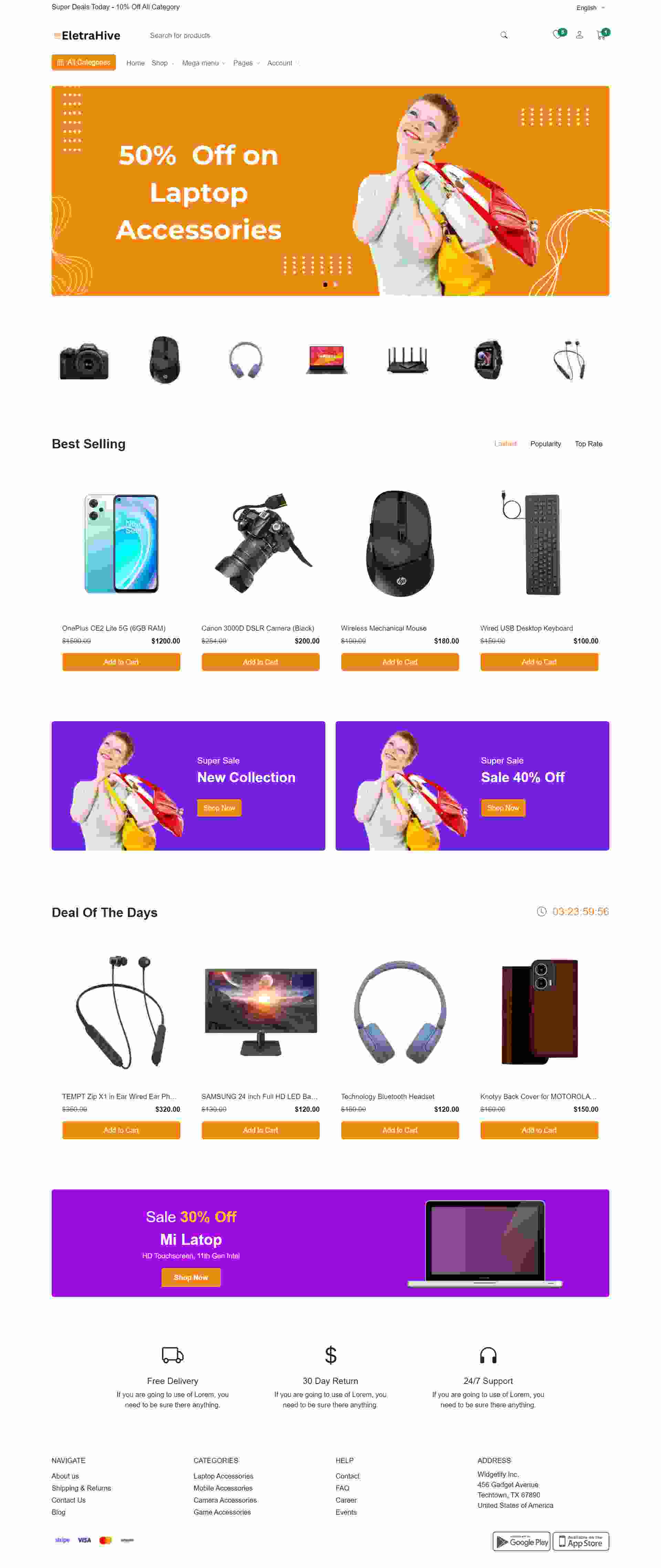 ElectraHive - Free Bootstrap 5 Electronics Store eCommerce Website Template